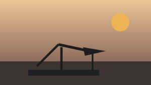 Стилизованная нефтяная качалка на закате